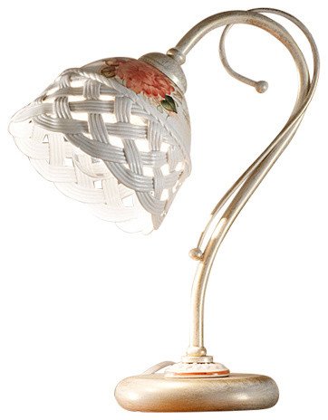 Preisvergleich Produktbild Verona Keramik Nachttischleuchte Kleine Tischleuchte beige / Handgefertigt in Italien / Tischlampe Landhaus Dimmbar / Lampe E14