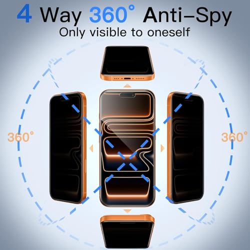 Image of Supershieldz (2 Pack) True 4-way 360 Privacy Tempered Glass Screen Protector Guard for iPhone 17 Pro Max