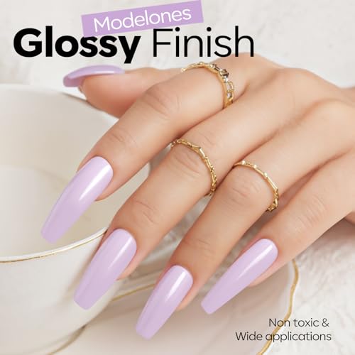 Image of modelones Light Purple Gel Nail Polish Lilac Purple Gel Polish Lavender Pastel Nail Polish Soak Off U V LED Macaron Nail Manicure 15 ML