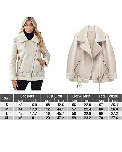 Ly Varey Lin Women's Faux Shearing Moto Jacket Thick Lined Parka Winter Shearling Coat Leather Jacket #TOP5