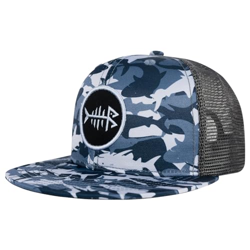 Image of BASSDASH Flat Brim Trucker Cap Adjustable Snapback Hat Mesh Back for Men Women