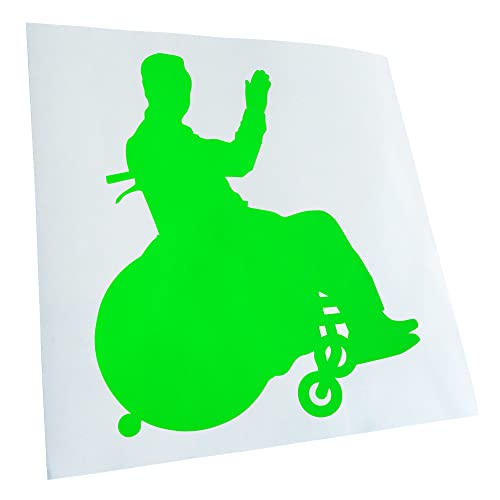 Kiwistar - Autocollant - Chaise roulante handicapée - 24x21cm - néon vert - G24 - Pour voitures, vélos, véhicules, motos, cyclomoteurs, tuning, vitres...