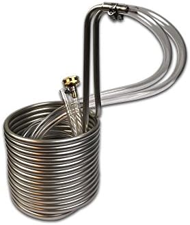 Coldbreak Brewing Equipment CB13825SSV COLDBREAK 25' Wort Chiller, 3/8" Stainless Steel, 4' Vinyl Tubing, Heavy-duty Garden Hose Fitting, Copper