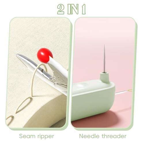 Image of HASTHIP 2 in 1 Needle Threader Seam Ripper, Automatic Sewing Machine Opening Machine Quilting Supplies Sewing Kit Rapid Sewing Machine Circular Sewing Machine, Green