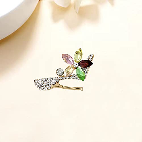 Image of High Heel Brooch Ladies Crystal Rhinestone High Heel Princess Shoes Women Stylish Charm Brooch Pin