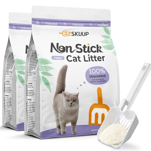 Nicht Klebend Ultraklumpende Katzenstreu Klumpstreu, Staubfrei & Unparfümiert, Aus Tierfreundlichem Natur-Maniok Mit Geruchsbindung, Doppelt So Langanhaltend Wie Bentonit-Katzenstreu, 4.1 KG x 2 Pack