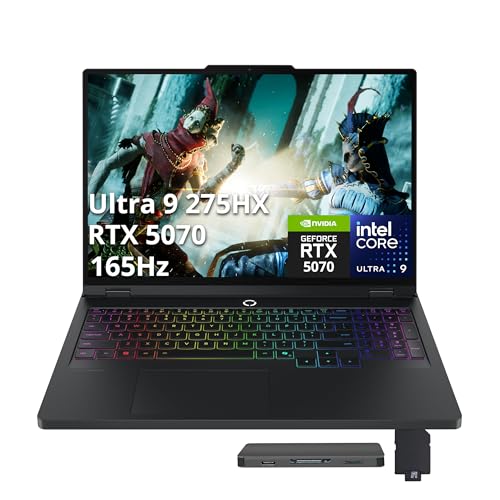 Legion Pro 5 16" WQXGA 165Hz Gaming Laptop, Intel Ultra 9 275HX, 64GB RAM, 5TB di storage (4TB SSD + 1TB set docking station), GeForce RTX 5070, tastiera retroilluminata RGB a 24 zone, WiFi 7
