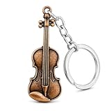 YIQPKUM Llaveros Violín Mini Lindos Regalos Aleación Zinc Instrumento Billetera Llaves Coche Accesorios Mujer (Marrón)