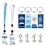 10-teiliges Cruise Essentials Set mit 2 Cruise Lanyards Schlüsselbändern, 4 Magnetic Hooks Magnethaken und 4 wasserdichten Badge Holder Hüllen. Für Karneval NCL MSC Princess All Cruise Lines