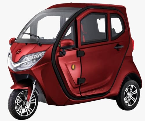 Kabinenroller Lima Q3 Li E-Kabinenroller 3000 Watt Lithium-Akku herausnehmbar 45/25 km/h 70 km Reichweite 2 Personen Wetterschutz E-Mobil, rot