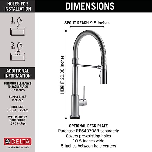 Image of Delta Faucet Trinsic Pro Single-Handle Spring Spout Touch Kitchen Sink Faucet with Pull Down Sprayer, Touch2O Technology and Magnetic Docking Spray Head, Arctic Stainless 9659T-AR-DST