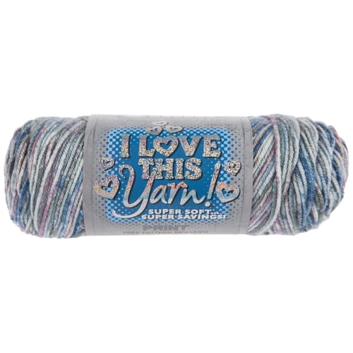 Image of Hobby Lobby Print I Love This Yarn - 4 Medium 100% Acrylic, 252 Yards, Yarn for Crocheting Knitting Blankets, Hats & Accessories, Set of 2, 824 Galaxy Grazing
