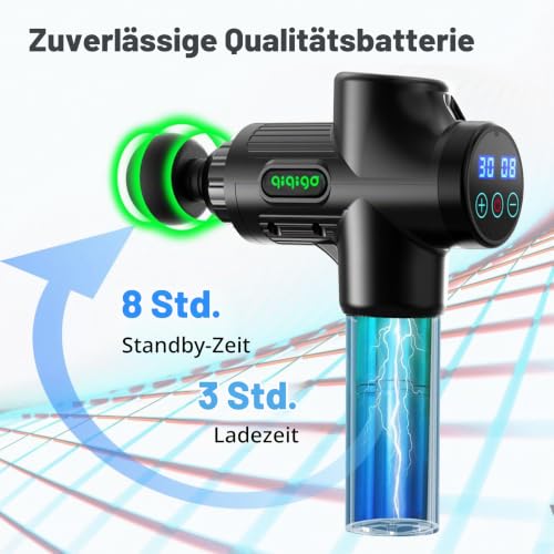 Massagepistole, Massagepistole Massagegerät bis zu 4800U/min Massage Pistole, Muskel Massage Gun Muskelmassagegerät (Schwarz) – Ansicht 6