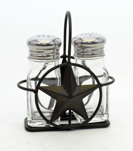 Salt and Pepper Shaker Set, Star Design, Handmade Iron