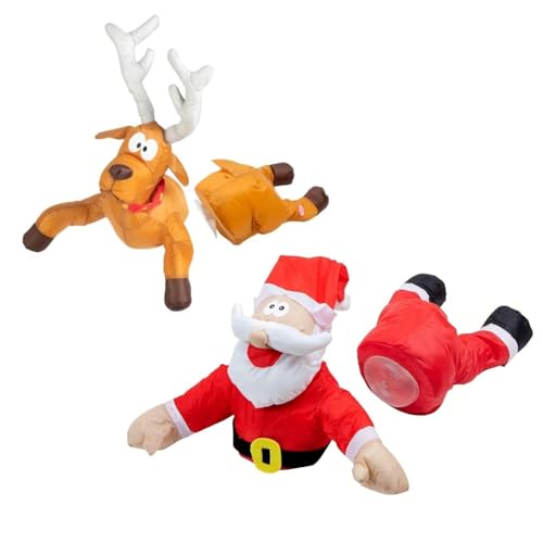 Crashing Santa Reindeer Animated Christmas,Lustige Fensterdekoration...