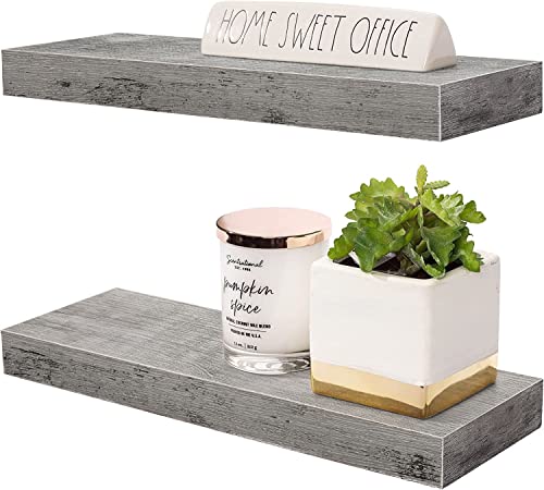 Sorbus Floating Shelf Set — Rustic Engineered Wood Hanging Rectangle Wall Shelves — Perfect For Home Décor, Trophy Display, Photo Frames, And More #TOP20