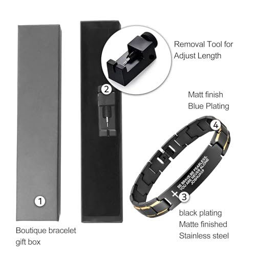 Pulsera de acero inoxidable para hombres con versículo bíblico miniatura 3