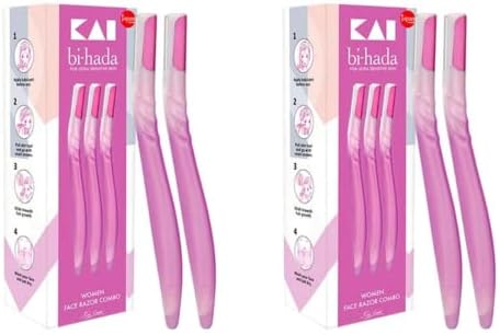 Kai Face Razor For Women With Dual Coated Stainless Steel Blade - Pack of 2 (4 Pieces)
