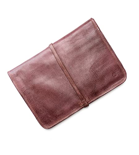 Laptoptasche aus Büffelleder für MacBook, Microsoft Surface etc. 13,3“,15“/16“-Sleeve gepolstert mit Dokumentenfach - Handgefertigte Vintage Notebook Tasche Echt-Leder Hülle/Case Andrew (15"-16") Cover