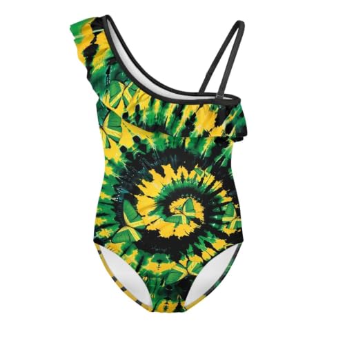 Image of Girls Swimsuit One Piece Ruffle Swimsuit Non-Slip Straps UPF 50+ for Girls Size 3-14 Years