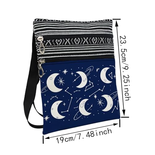 Tarot Moon Star Messenger Bag Small Ethnic Pattern Printed Adjustable Strap Crossbody Zipper Bag Tarot Moon Star Phone Bag Wallet Cute Shoulder Handbag for Women Friends2