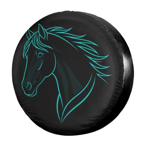 Image of Delerain Horse's Head Spare Tire Covers Waterproof Dust-Proof Spare Wheel Cover Universal Fit for Jeep, Trailer, RV, SUV, Truck and Many Vehicle (17 Inch for Diameter 31 inch-33 inch)