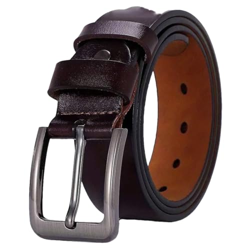 Men Women Genuine Leather Alloy Metal Pin Buckle Business Dress Casual Belt