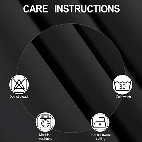 Lemomo Black Blackout Curtains/42 X 63 Inch/Set Of 2 Panels Rod Pocket Room Darkening Curtains For Bedroom #TOP3
