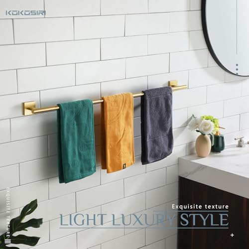 Image of KOKOSIRI Bathroom Towel Bar 36'' Towel Holder for Bath Kitchen Wall Mount Towel Rails 36 Inch Brushed Gold Stainless Steel B4005BG-L36
