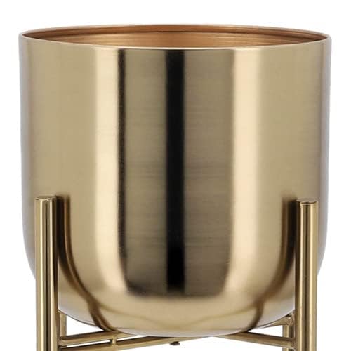Image of Bee Creative Metal Floor Plant Pot Set of 3 Ideal for Indoor Outdoor Home Decor Round Planter with Metal Plant Stand