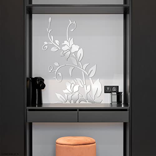Mirror Decorative Wall Art Murals - Adhesive Flowers For Walls 3D Mirror Wall Decals Self Adhesive Wall Art - Removable Wall Decals Bedroom Vinyl Decals For Mirrors Stickers For Wall Decor Liberhaus #TOP5