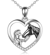 Gaethra Collier Cheval Fille - Bijoux Cheval Argent 925 Avec Pendentif Cœur Cristal, Bracelet & Boucles