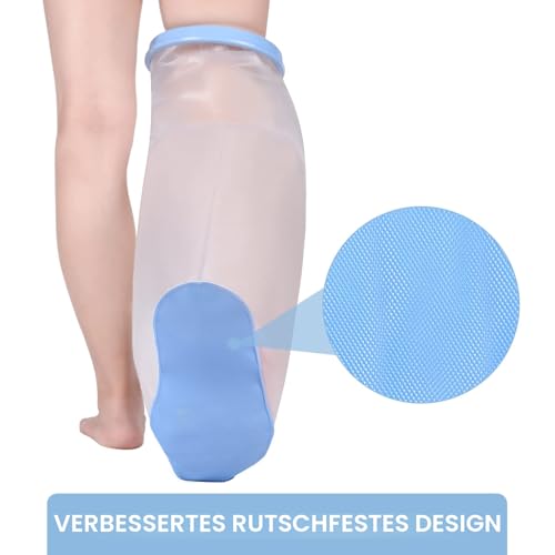Fasola Duschschutz Bein Rutschfest, Verbandschutz Wasserdicht Erwachsene Für Oberschenkel, Bein, Knie, Fuß, Gipsschutz Wasserdicht Bein Halten Sie Wunden und Verbände Während des Badens Trocken