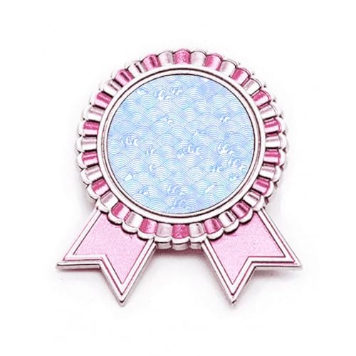 Géométrie motif vagues bleues japon badge broche pin rose métal moyen