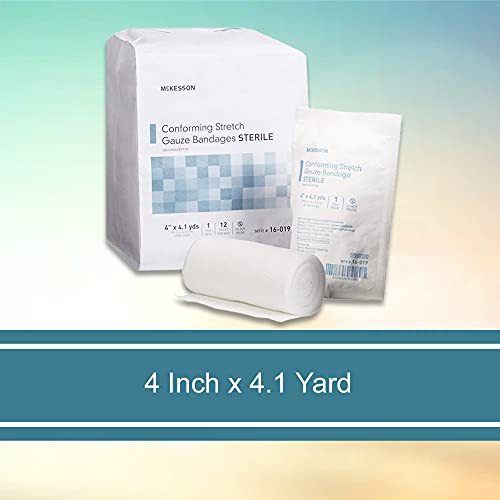 Mckesson Conforming Stretch Gauze Bandages, Sterile, 4 In X 4 1/10 Yd, 12 Count #TOP5