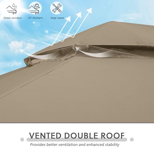 MASTERCANOPY Outdoor Patio Gazebo for Garden with Upgrade Steel Frame and Netting Walls (10x20,Khaki) - Image 6