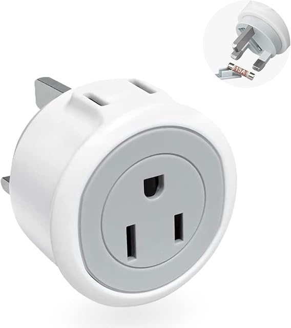 US to UK Plug Adapter,SHUOMAO 2/3 Pin USA to 3 Pin UK Plug Adaptor with 13A Fuse,2 in 1 American/Canada/China/Mexico to British Socket Converter Plug Travel Adapter,for Type A/B Plug