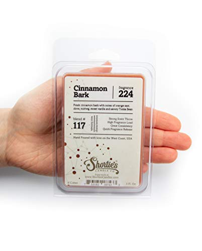 Shortie's Candle Company Cinnamon Bark Wax Melts - Formula 117-1 Highly Scented 3 Oz. Bar - Made With Essential & Natural Oils - Bakery & Food Air Freshener Cubes Collection #TOP3