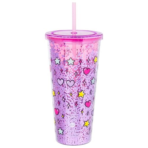 Image of Silver Buffalo Sanrio Hello Kitty Rainbow Confetti Carnival Cup with Lid and Straw | 32 Ounces | Confetti, Includes Lid and Straw, 0.95 Liters