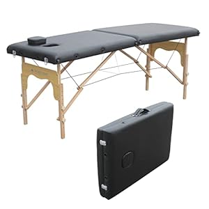 Mobiclinic, Klappbare Massageliege, CM-01 Basic, 186×60 cm, Europäische Marke, Holz, Klappbare Physiotherapie-Liege, Massageliege, Physiotherapie Klapptisch, Massagebett, Tragbar, 2-teilig, Schwarz