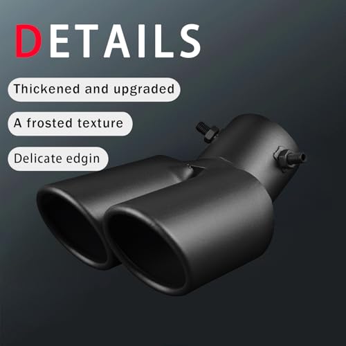 Dual Exhaust Tips, Stainless Steel Double Outlet Car Muffler Tail Tip Exhaust Curved Type Tailpipe Tip 63mm/2.5" Inlet Bolt-on Exhaust Tip Bevel Port (Curved,Matte Black) by OtpOutopa - Used condition - Image 7