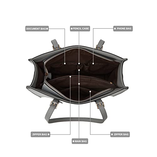 Image of Women Fashion Synthetic Leather Handbags Tote Bag Shoulder Bag Top Handle Satchel Purse Set
