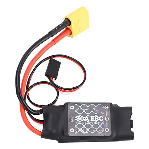 XIASABA Controlador de Velocidad sin escobillas 30A ESC con enchufes XT60 3 5 mm Ideales para el ala de ala Fija de RC Helicóptero Quadcopter con Control de Velocidad Suave