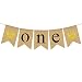 Burlap One Banner Glitter Crown Baby Girl Boy First Birthday Party Decoration