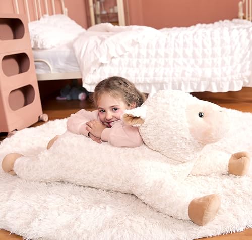 Image of IKASA Large Sheep Cuddly Toy, Giant Soft Toy, Large Plush Toy, Giant Plush Toy, 78 cm, Fluffy Jumbo Plush Toys, Soft XXL XL Stuffed Toys, Cute, Gift for Children (White, 78 cm)
