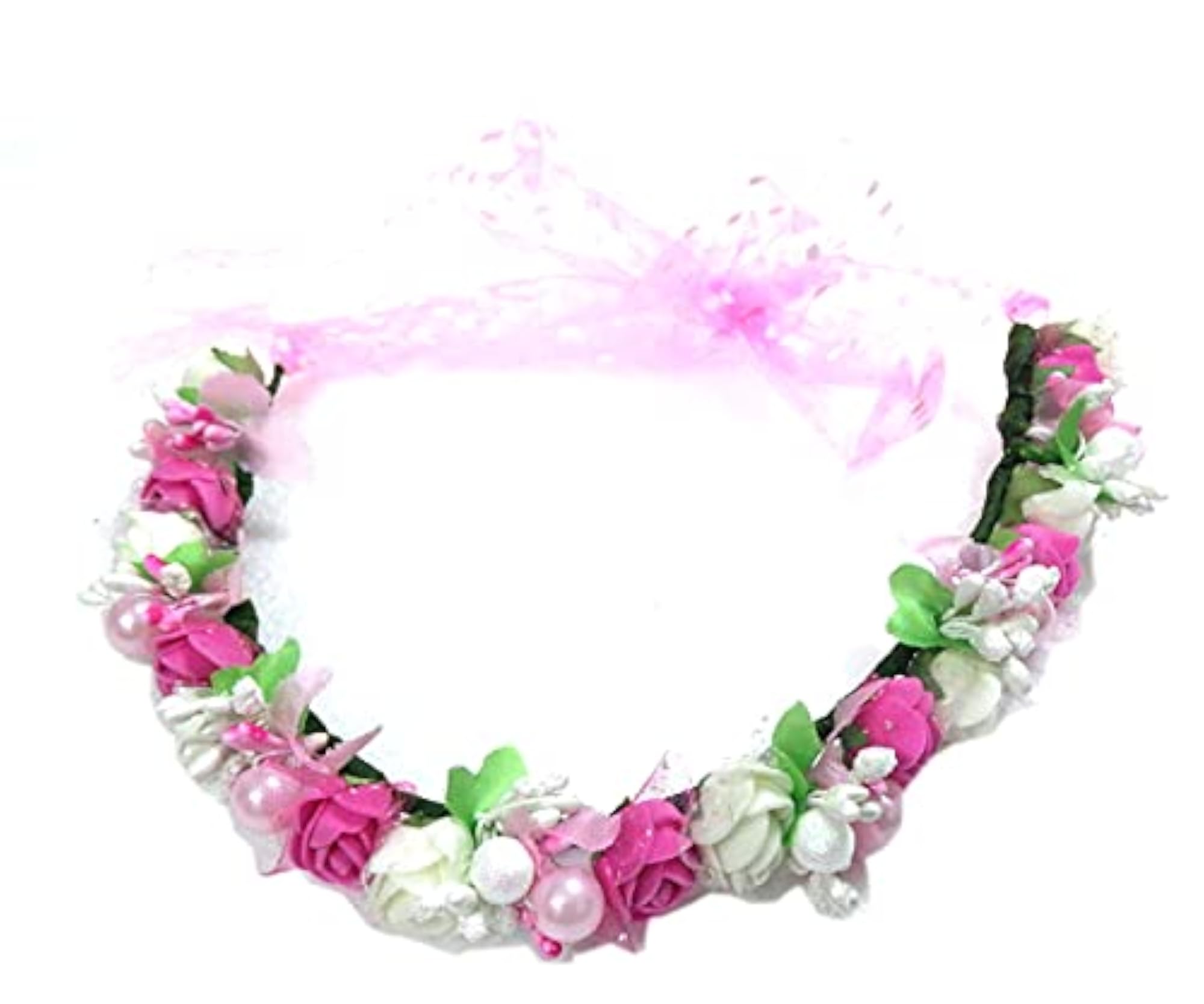 Pearl Princess Floral Tiara Crown for Girls, Adjustable