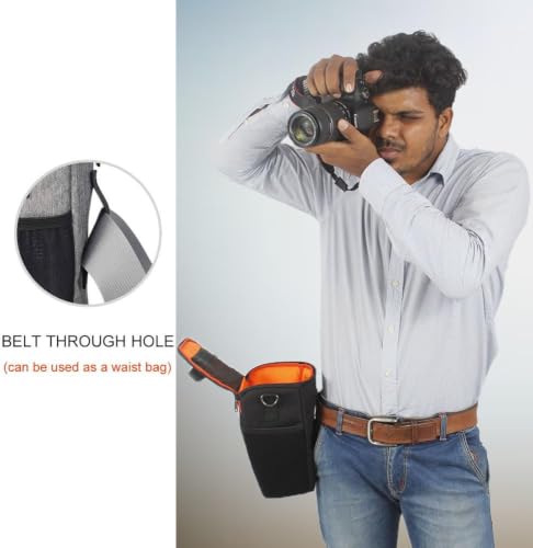 Image of D2 DSLR Camera Bag, Camera Case with Adjustable Shoulder Strap, Compatible for Nikon, Canon, Sony Cameras - Waterproof - Anti Shock (Orange)