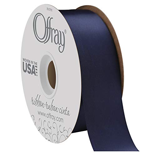 Berwick Offray Double Face Satin Ribbon, Navy, 50 Yards