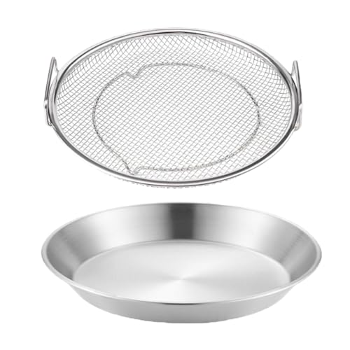 Frefgikty 2 piezas de colador de aceite de cocina para freír aceite sartén colador de aceite de fina cesta de acero inoxidable plateado suministros de cocina para freír patatas fritas