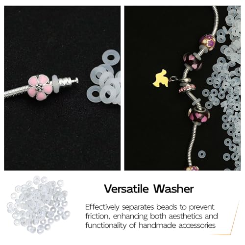 80Pcs Silikon-Gummi-Stopper für Schlangenkette, Transparente Charm-Armband Stopperringe, Kompatibel mit Allen Gängigen Clip-Lock Spacer Charms, für DIY Schmuckherstellung
